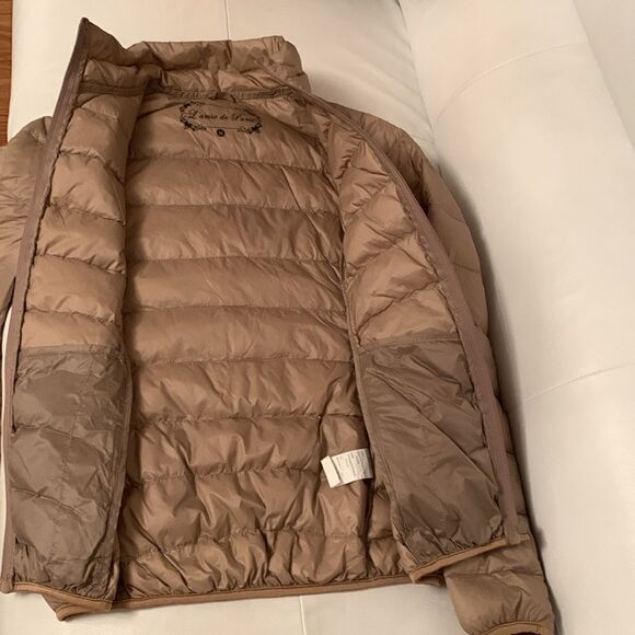 L’amie de Paris Puffer Full Zip Pockets Tan Jacket Size M - Picture 6 of 8